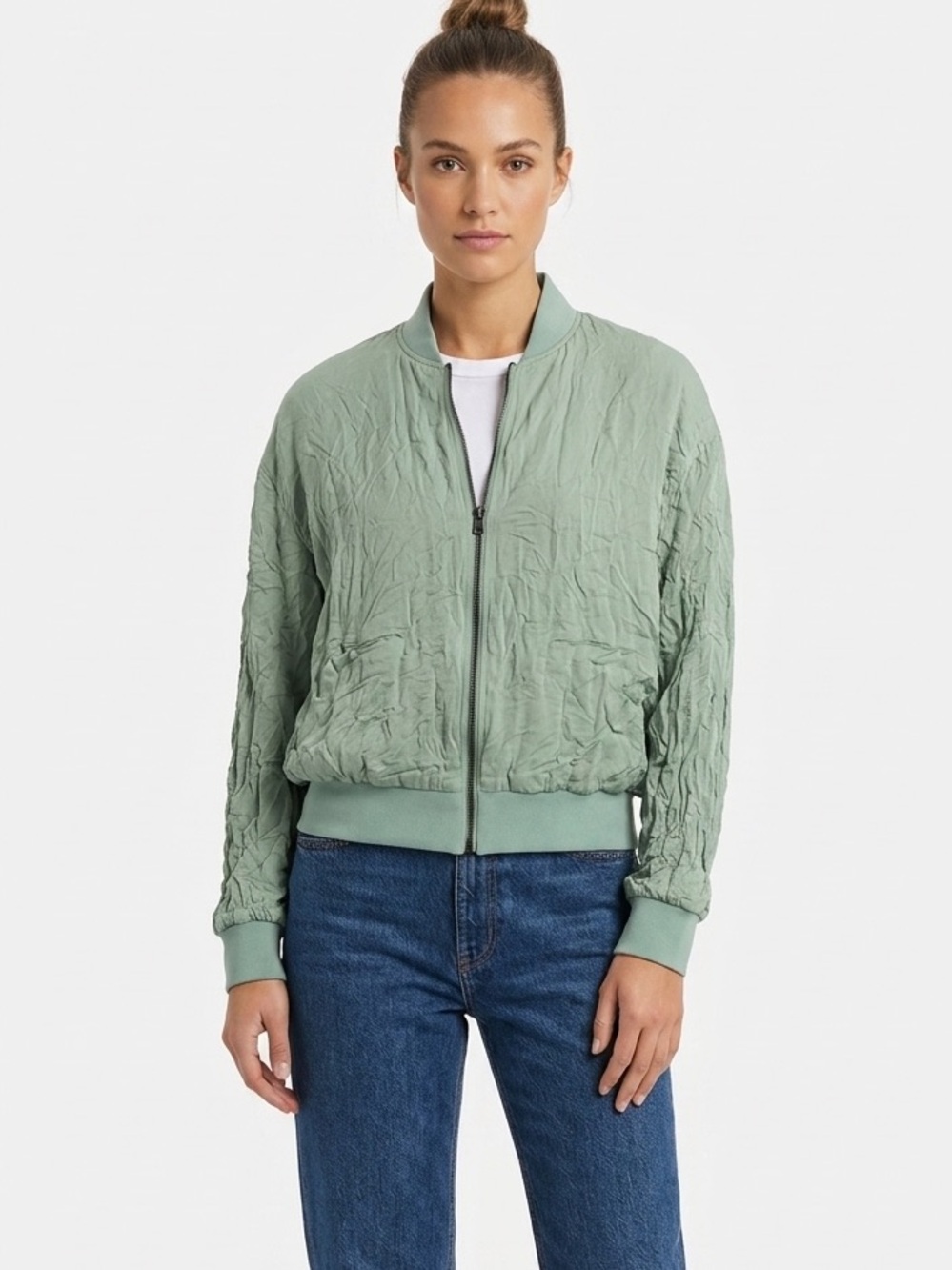 Silence + Noise Light Mint Green Bomber Jacket